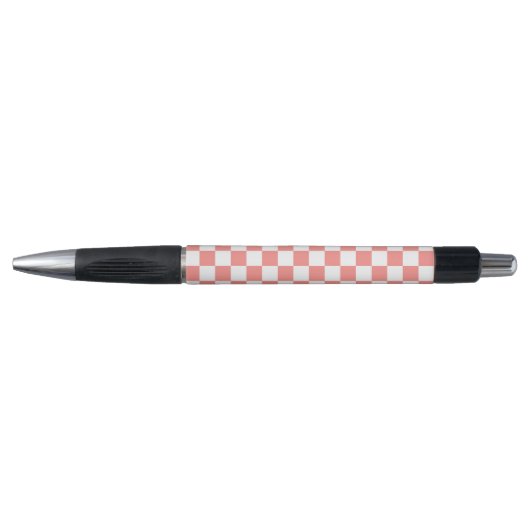Pastel Rood Wit Geruit Checkerboard  Pen (Voorkant)