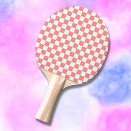 Pastel Rood Wit Geruit Checkerboard  Tafeltennisbatje