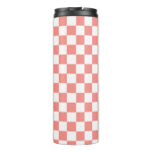 Pastel Rood Wit Geruit Checkerboard  Thermosbeker (Achterkant)
