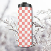 Pastel Rood Wit Geruit Checkerboard  Thermosbeker