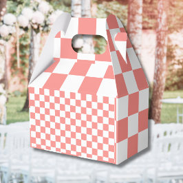 Pastel rood wit geruit dambord vintage bedankdoosjes