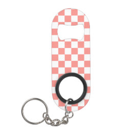 Pastel rood wit geruit dambord vintage mini flessenopener