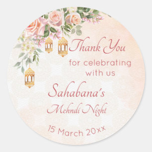Pastel roomkleurige roze rozen met Marokkaanse lan Ronde Sticker