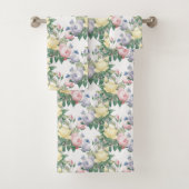 Pastel Roos Bloemen Badhanddoek Set Bad Handdoek (Insitu)