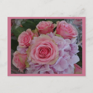 Pastel Roos en Hydrangea Flowers DIY Briefkaart