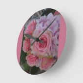 Pastel Roos en Hydrangea Flowers Wall Clock Ronde Klok (Hoek)