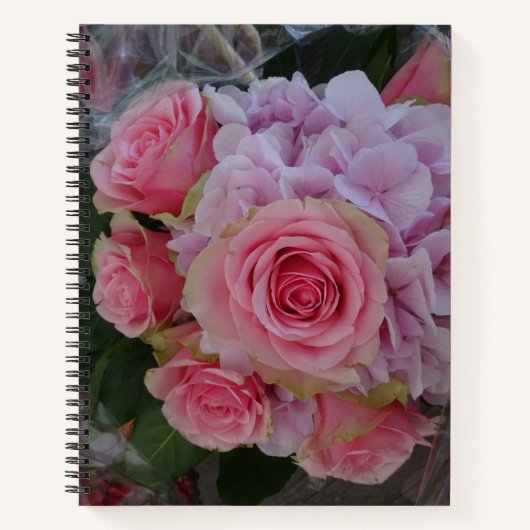 Pastel Roos en Notitieboek van Hydrangea Flowers (Voorkant)