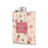 pastel Roos Floral Pattern - Aangepast Heupfles (Links)