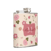 pastel Roos Floral Pattern - Aangepast Heupfles (Rechts)