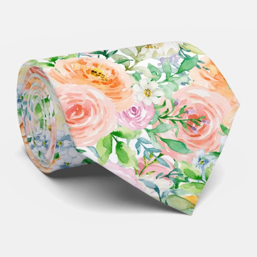 Pastel Roos Garden Stropdas (Opgerold)