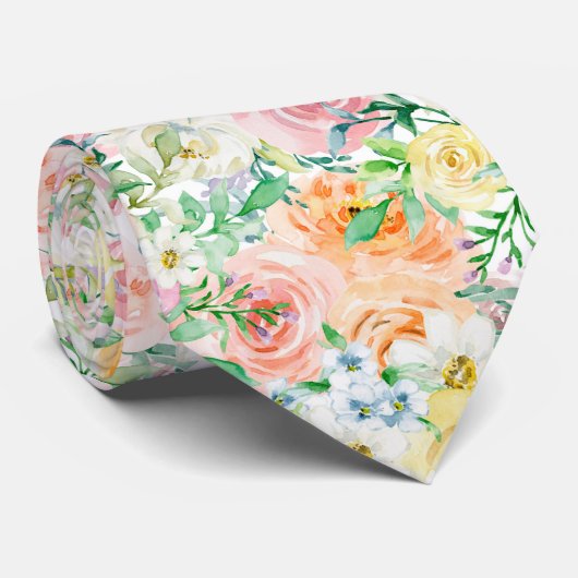 Pastel Roos Garden Stropdas (Opgerold)