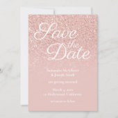 Pastel Roos Gold Blush Ombre Glitter Save the Date Kaart (Voorkant)