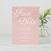 Pastel Roos Gold Blush Ombre Glitter Save the Date Kaart (Staand voorkant)
