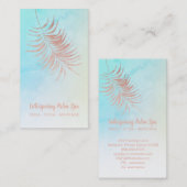 *~* Pastel Roos Gold Palm Leaf Turquoise Ombre Visitekaartje (Voorkant / Achterkant)