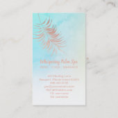 *~* Pastel Roos Gold Palm Leaf Turquoise Ombre Visitekaartje (Achterkant)