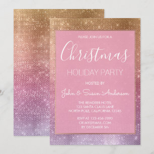 Pastel Roos Gold - Roze Kerstfeest Uitnodiging