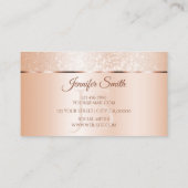 Pastel Roos Koraal mousserend gliter met Initiaal Visitekaartje (Achterkant)