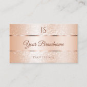 Pastel Roos Koraal mousserend gliter met Initiaal Visitekaartje (Voorkant)