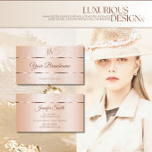 Pastel Roos Koraal mousserend gliter met Initiaal Visitekaartje