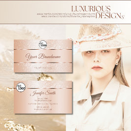 Pastel Roos Koraal Mousserende Logo Initialen Visitekaartje