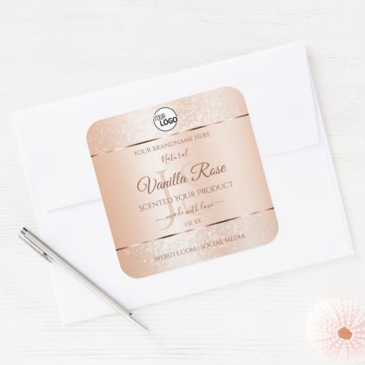 Pastel Roos Koraal Product Labels Initialen Logo t (Envelop)