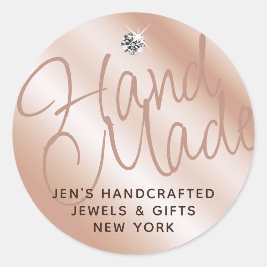 Pastel Roos Koraal Shimmery Sparkle Handgemaakte L Ronde Sticker (Voorkant)