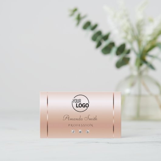 Pastel Roos Koraal Shimmery Sparkle Jewelen and Lo Visitekaartje (Staand voorkant)