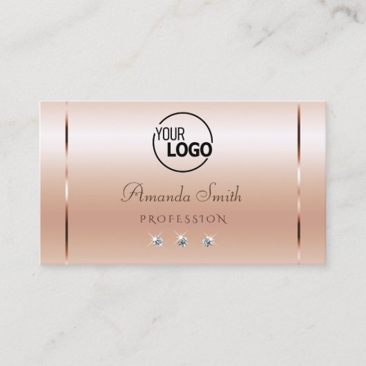 Pastel Roos Koraal Shimmery Sparkle Jewelen and Lo Visitekaartje (Voorkant)