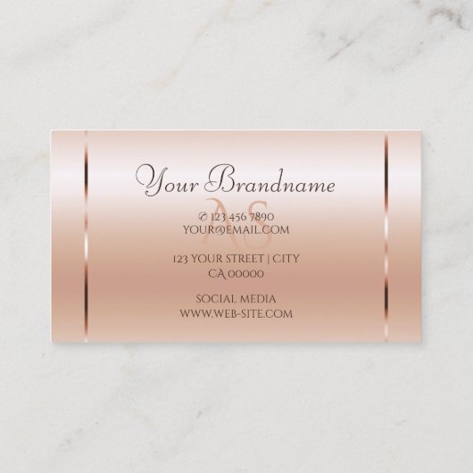 Pastel Roos Koraal Shimmery Sparkle Jewels Initial Visitekaartje (Achterkant)