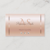 Pastel Roos Koraal Shimmery Sparkle Jewels Initial Visitekaartje (Voorkant)