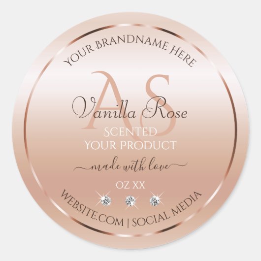 Pastel Roos Koral Product Labels juwelen Initialen (Voorkant)