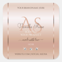 Pastel Roos Koral Product Labels juwelen Initialen