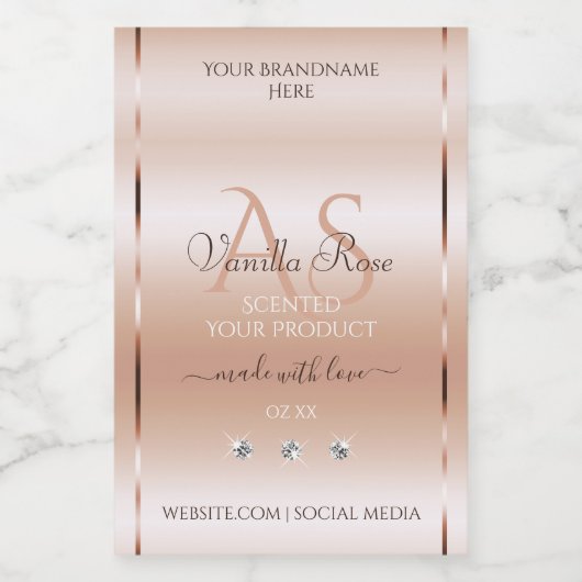 Pastel Roos Koral Product Labels juwelen Initialen Voedselcontainer Etiket (Enkel label)