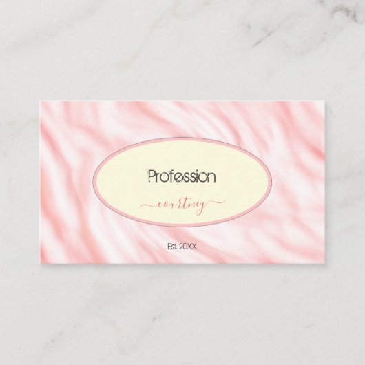 Pastel Roos Marmer Peach Round Lijst Foto of Logo Visitekaartje (Voorkant)