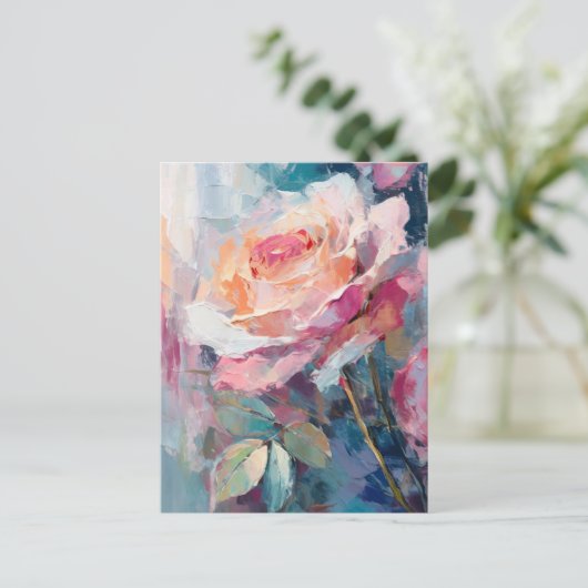 Pastel Roos Moderne Abstracte schilderkunst Briefkaart (Staand voorkant)