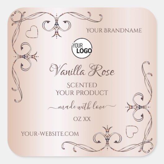 Pastel Roos Roze etiket  hoeken Logo (Voorkant)