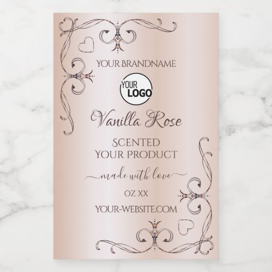 Pastel Roos Roze etiket  hoeken Logo (Enkel label)