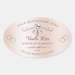 Pastel Roos Roze  productetiketten Logo Ovale Sticker
