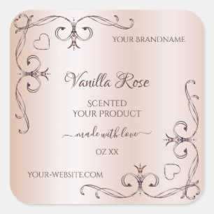 Pastel Roos Roze productlabels  hoeken Vierkante Sticker