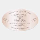 Pastel Roos Roze productlabels  Kute Hearts Ovale Sticker (Voorkant)