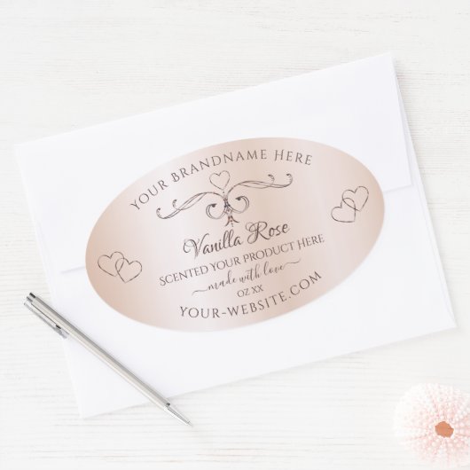 Pastel Roos Roze productlabels  Kute Hearts Ovale Sticker (Envelop)