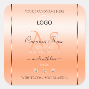 Pastel Roos Salmon Product Label Monogram en Logo