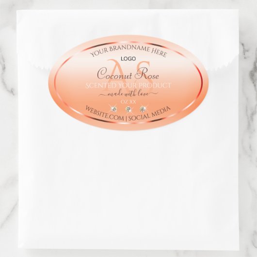 Pastel Roos Salmon Product Label Monogram en Logo (Tas)
