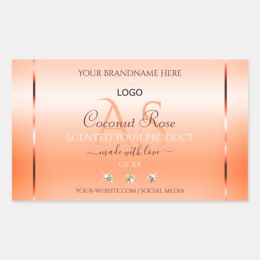 Pastel Roos Salmon Product Label Monogram en Logo (Voorkant)
