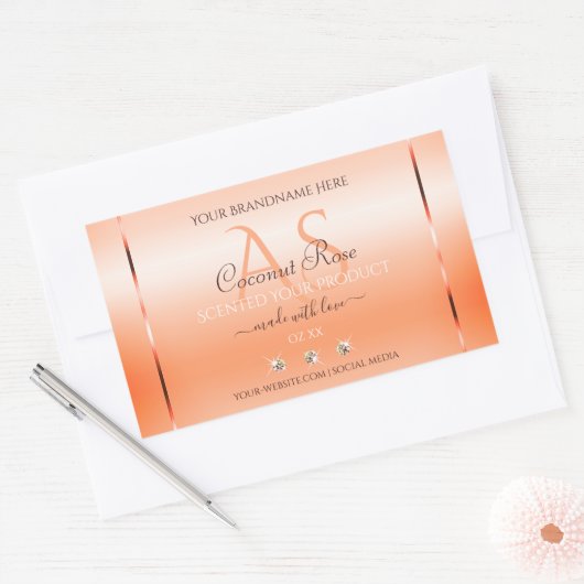 Pastel Roos Salmon Product Labels juwelen Monogram (Envelop)