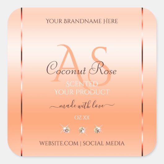 Pastel Roos Salmon Product Labels juwelen Monogram (Voorkant)