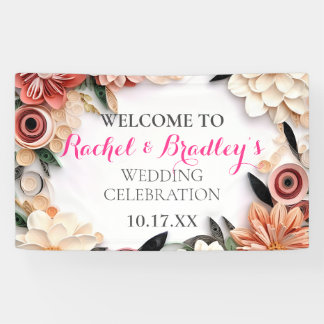 Pastel Roos Wedding Greenery Paper Quilling Floral Spandoek