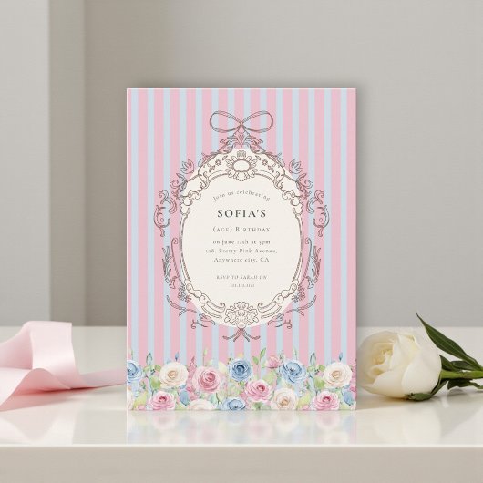 Pastel Rose Bouquet  coquette Birthday  Kaart