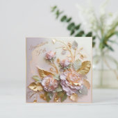 Pastel Rosegold gebeeldhouwde Rozen 50th Save The Date (Staand voorkant)