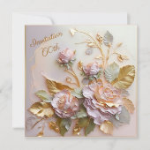 Pastel Rosegold Rozen 60th Kaart (Voorkant)